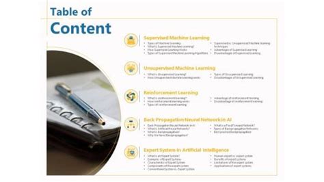 Image result for Machine Learning Table of Content PPT