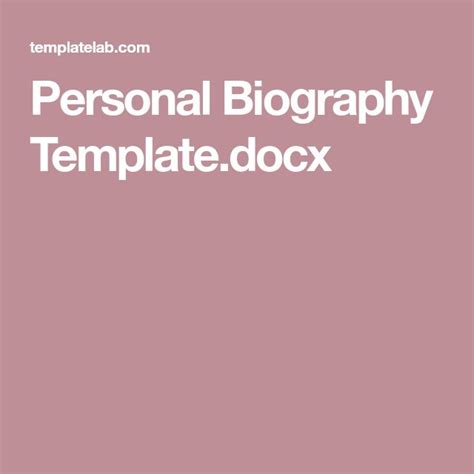 Image result for Personal Biography Examples