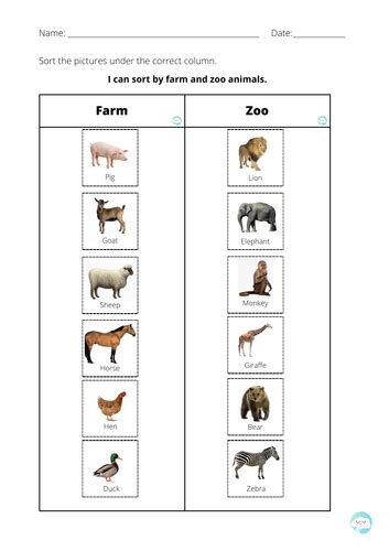 Image result for Sorting Animals Worksheet