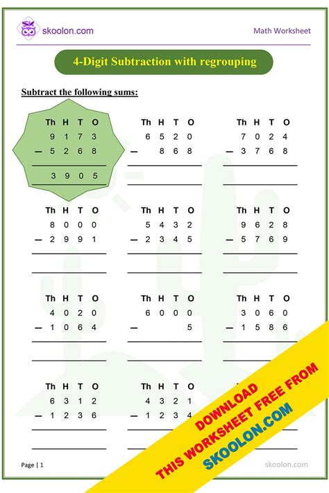 Image result for Problem Solving Subtraction 4 Digits