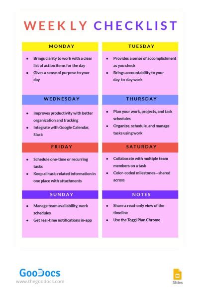 Image result for Weekly Checklist