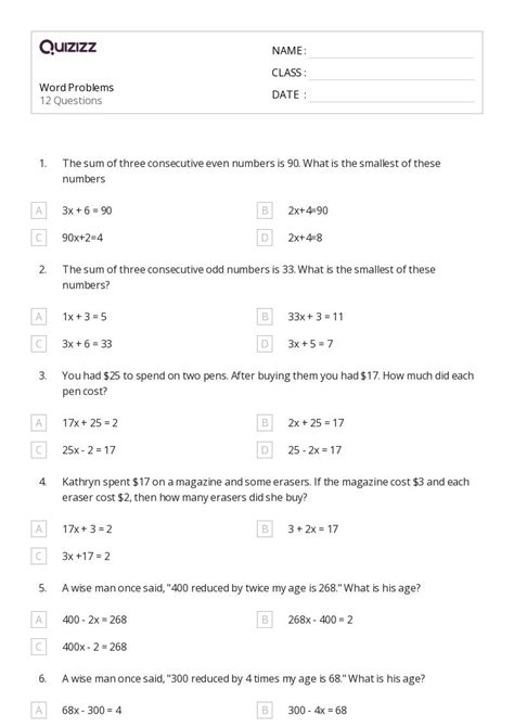 7th Grade Algebra 1 Math Problems Word എന്നതിനുള്ള ഇമേജ് ഫലം