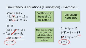 Image result for Simultaneous Equations Using Elimination