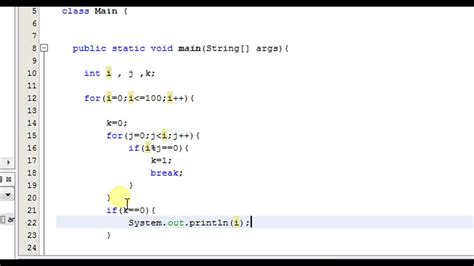 Image result for Prime Number Program in Java From 1 to 100