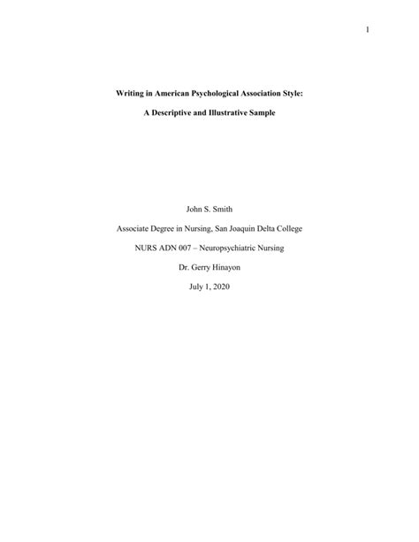 Image result for APA Format Psychology Research Paper Example