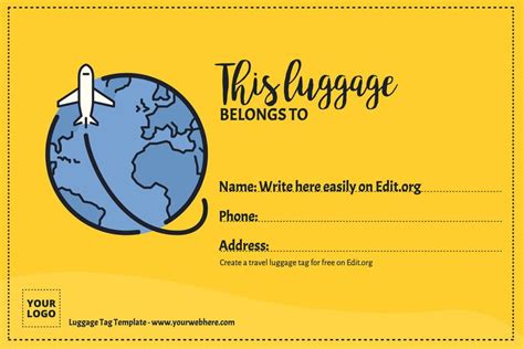 Image result for Baggage Tag Example