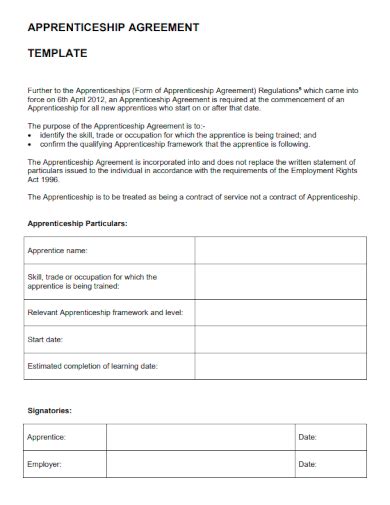 Image result for Apprenticeship Contract Example