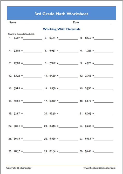 Image result for 3rd Grade Math Worksheets PDF