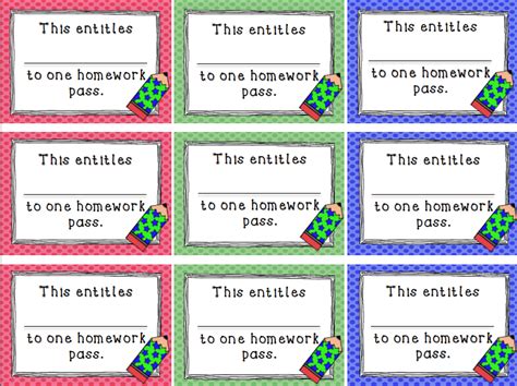 Image result for Homework Pass Printable