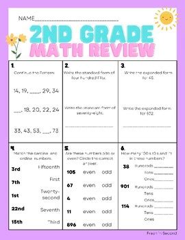 Image result for Grade 2 Math Review Worksheet