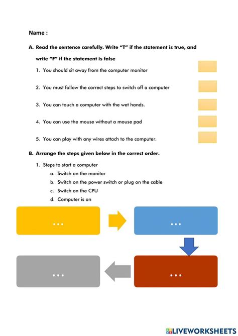 Image result for Power Off Computer Worksheet