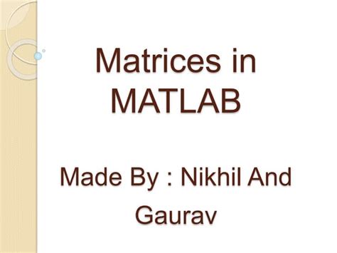 Image result for How to Define a Matrix in MATLAB