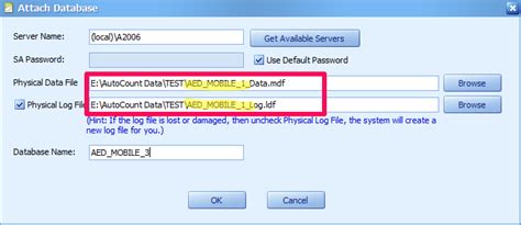 Attach Database Error に対する画像結果