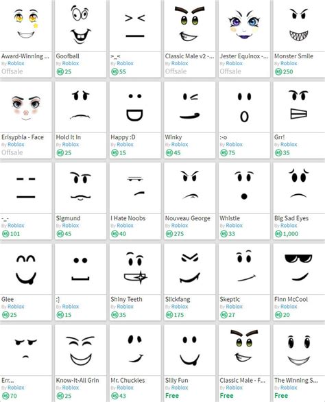 Image result for Roblox All Faces