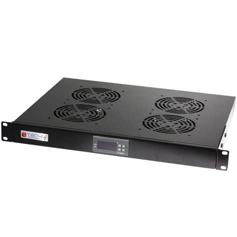 4 Fans with LED Thermostat 1U Rack 19" mount Black - Ventilation for ...