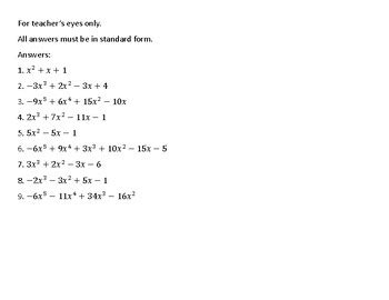 Image result for Polynomial Operations Practice Answer Key