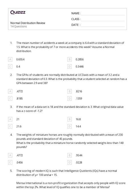 Toradh íomhá ar Normal Distribution Projwct Work Sheet