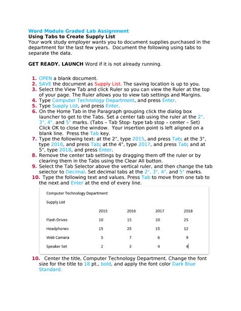 Image result for Tab Set Word Assignment