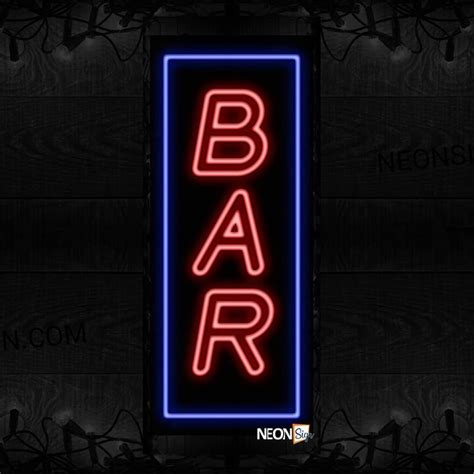Bar With Blue Border Neon Sign | NeonSign.com