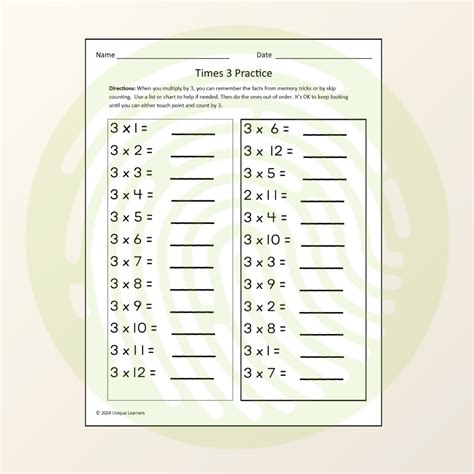 Afbeeldingsresultaten voor Multiplication X3 Worksheets