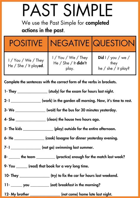 Past Simple Worksheet に対する画像結果