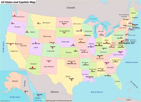 Afbeeldingsresultaten voor Map of USA with Capital Cities