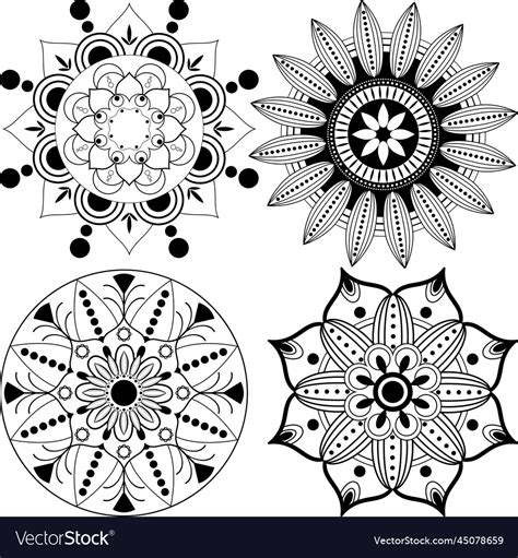 Collection of simple hand drawn mandala pattern Vector Image