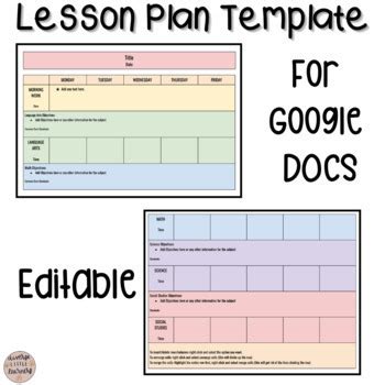 Google Doc Weekly Lesson Plan Template に対する画像結果
