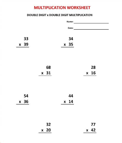 Double-Digit Multiplication Worksheets Middle School に対する画像結果
