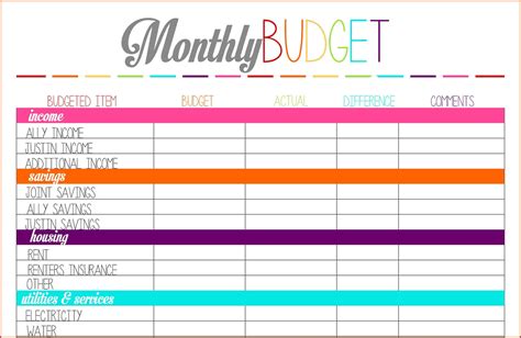 Image result for Budget Tracking Planning Excel
