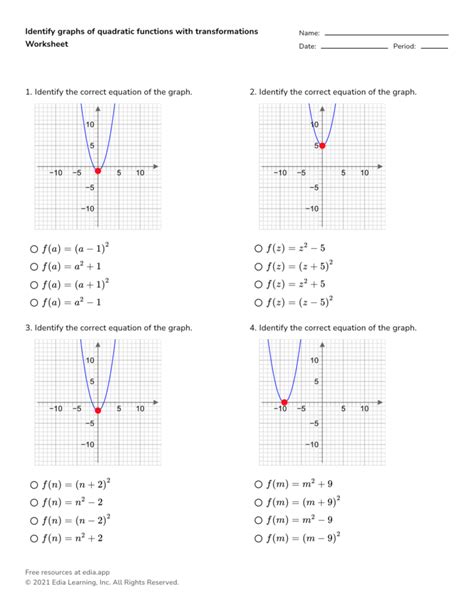 Image result for Writing Quadratic Equations Based On Graphs Worksheet
