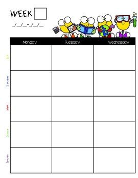 Image result for Free Printable Weekly Lesson Plan