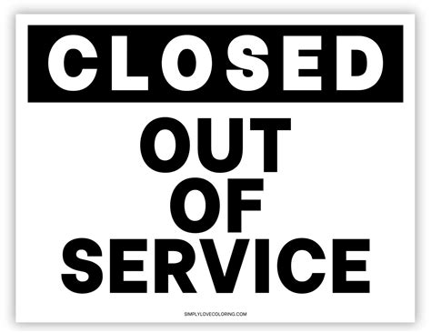 Toradh íomhá ar Out of Service Sign Printable PDF