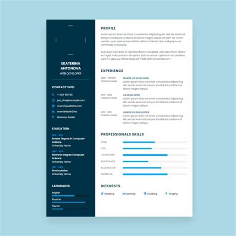 Image result for HTML Resume Template Code