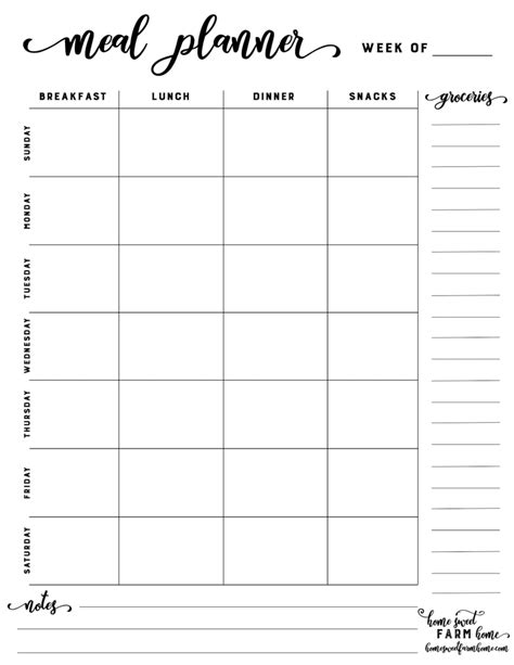 Image result for Blank Weekly Menu Planner