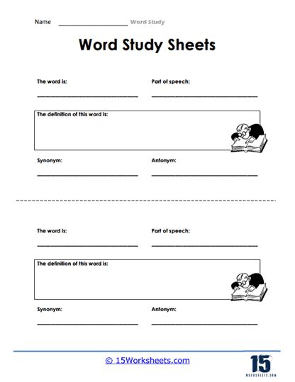 Image result for Vocabulary Study Worksheet