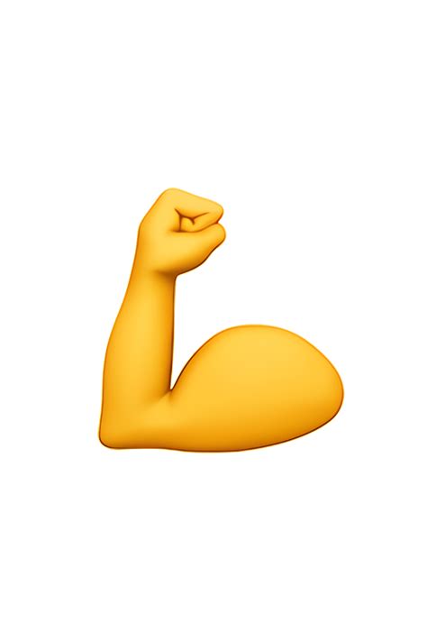 The emoji 💪 depicts a muscular arm with a flexed bicep, usually shown ...
