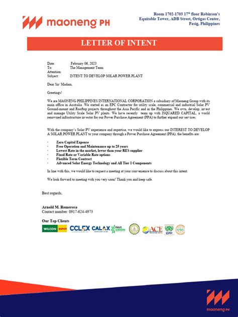 Image result for Intent Letter Sample
