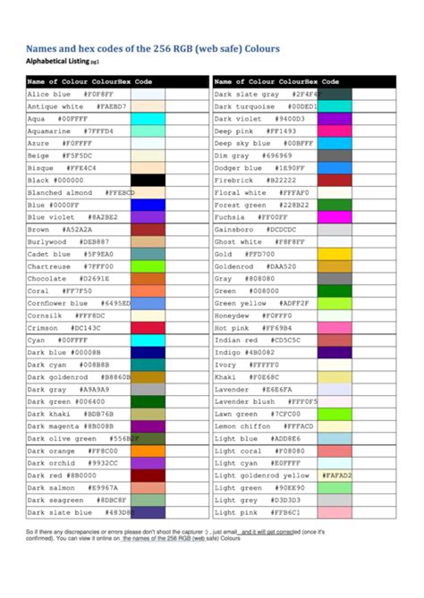 Image result for Web Safe Color Names