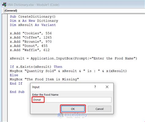 Image result for Dictionary in Visual Basic Excel