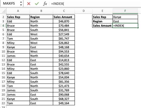Toradh íomhá ar Example of Correct Excel INDEX/MATCH Function