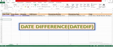 Image result for Date Difference Excel