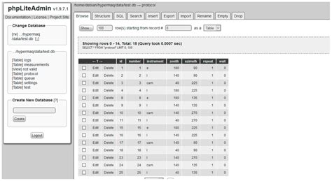 SQLite Web Interface に対する画像結果