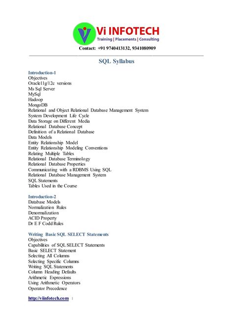 SQL Course Syllabus に対する画像結果