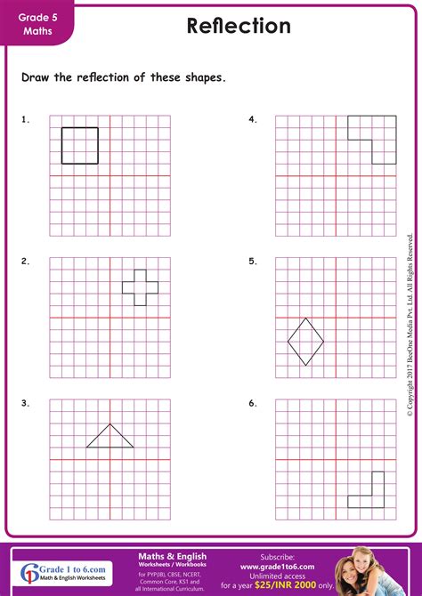 Reflection Math Worksheet PDF に対する画像結果