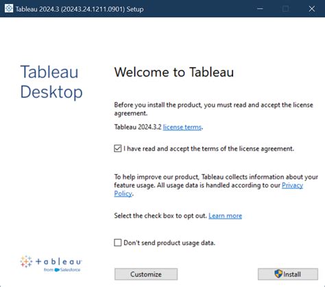 Tableau Setup に対する画像結果