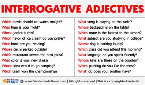 Image result for Interrogative Adjective Definition