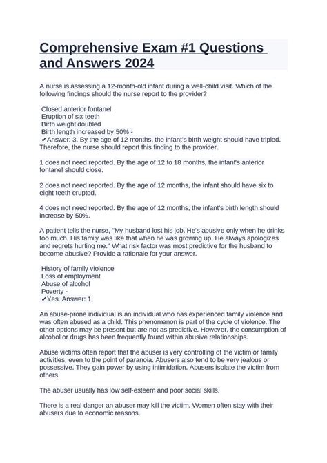 Image result for Comprehensive Exam Sample with Answer