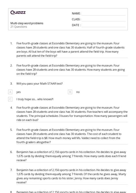 Image result for Two-Step Word Problems Grade 4