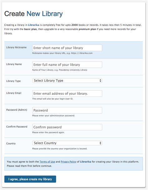 Image result for Examples of Library Form